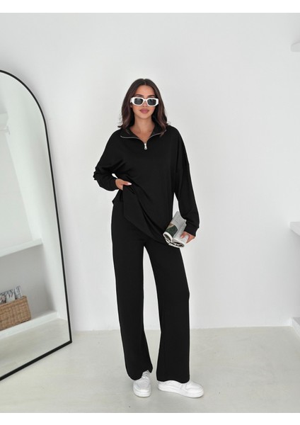 Kadın Fermuarlı Rahat Kesim 2'li Eşofman Takımı - Günlük ve Şık Kombin
