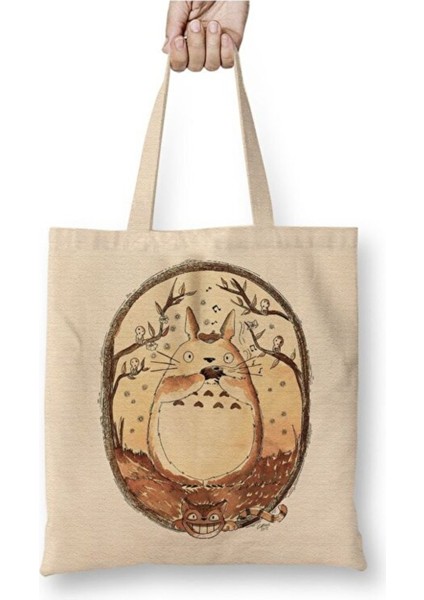 Komşum Totoro Bez Çanta Uzun Saplı Alışveriş Çantası Plaj Çantası