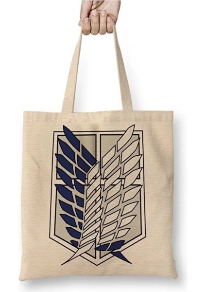 Attack On Titan Logo Anime Levi Eren Bez Çanta Uzun Saplı Alışveriş Çantası Plaj Çantası