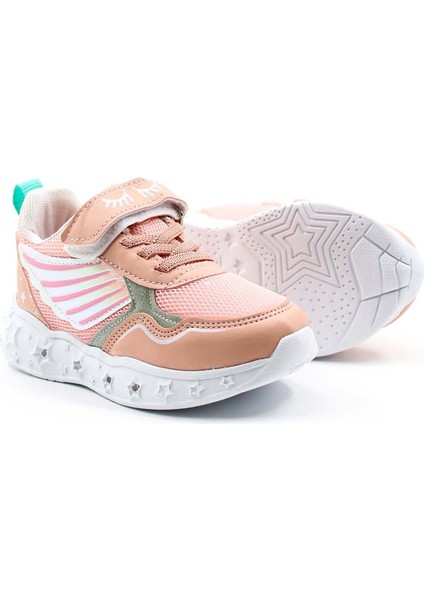 Kız Çocuk Lastikli Ve Cırtılı Desenli Işıklı Sneaker Spor Çocuk Ve Bebek Ayakkabısı 141xca058