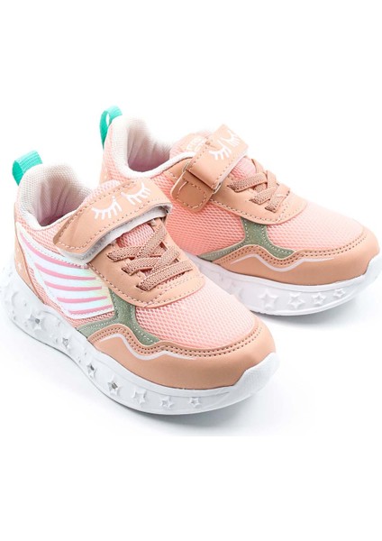 Kız Çocuk Lastikli Ve Cırtılı Desenli Işıklı Sneaker Spor Çocuk Ve Bebek Ayakkabısı 141xca058