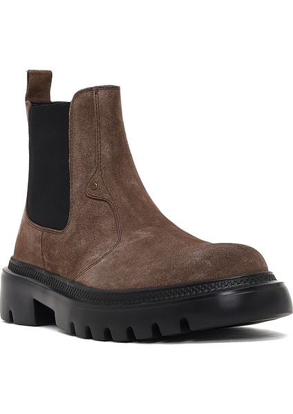 Erkek Vizon Kalın Tabanlı Süet Deri Chelsea Bot 25WFD701810