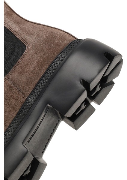 Erkek Vizon Kalın Tabanlı Süet Deri Chelsea Bot 25WFD701810