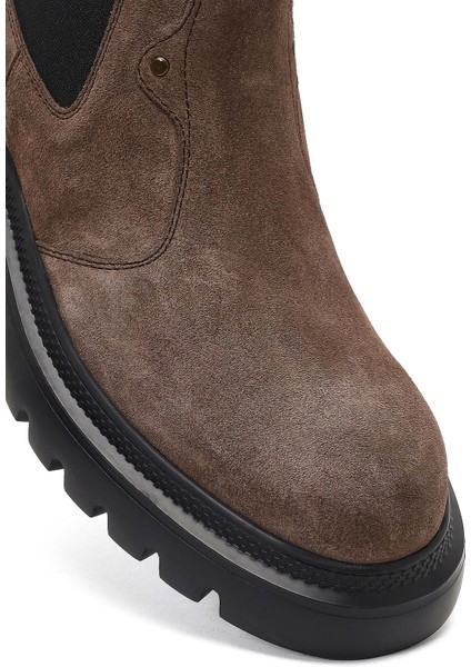 Erkek Vizon Kalın Tabanlı Süet Deri Chelsea Bot 25WFD701810