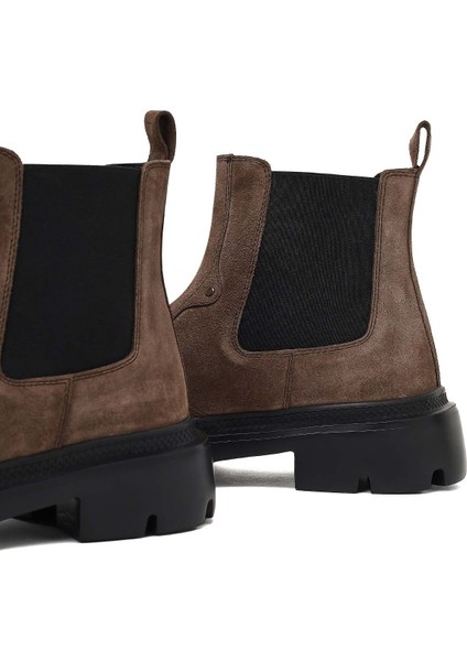 Erkek Vizon Kalın Tabanlı Süet Deri Chelsea Bot 25WFD701810