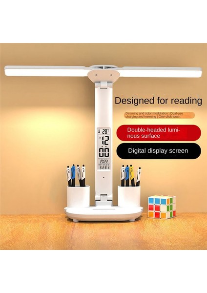 40 Kişilik Çift uçlu masa aydınlatma lambası basit okuma masası lambası 3200mAh şarj edilebilir başucu lambası çalışma için (Yurt Dışından)