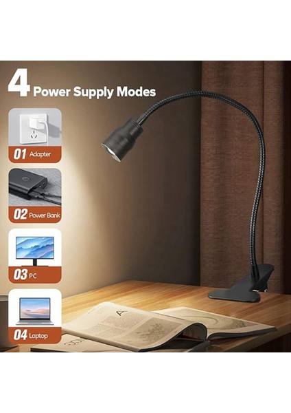 LED okuma ışıkları usb Üç Renkli Karartma Kelepçesi Kitabı Işık Esnek Gooseeck Okuma Gece Işık Çalışması Okuma Lambası (Yurt Dışından)