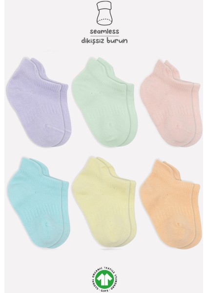 6lı Mix Penye Sneakers Çorap 20101 Lila