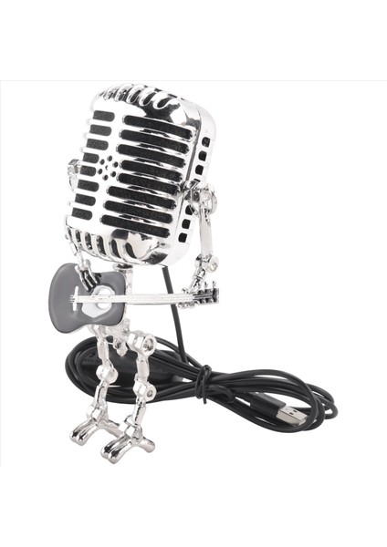 Retro tarzı vintage mikrofon robot masa lambası, vintage mikrofon robot dokunmatik dimmer lamba masa lambası siyah (Yurt Dışından)