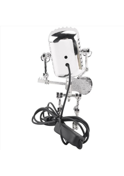 Retro tarzı vintage mikrofon robot masa lambası, vintage mikrofon robot dokunmatik dimmer lamba masa lambası siyah (Yurt Dışından)