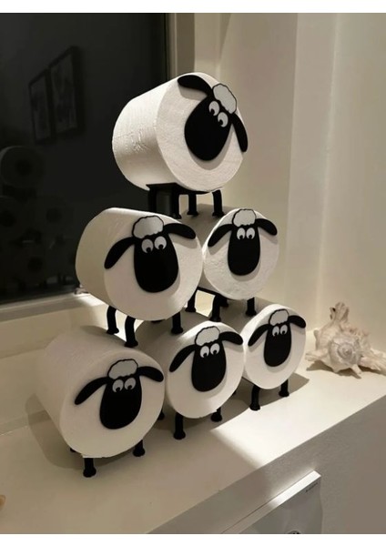 Koyun Temalı 3D Baskı Tuvalet Kağıdı Tutucu / Banyo Dekoru / Tekli
