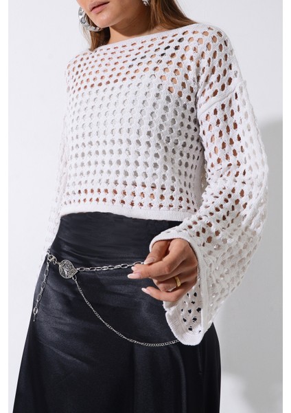 Pınkmark Kadın Gümüş Yaprak Figürlü Çift Zincirli Kemer PMKM25618