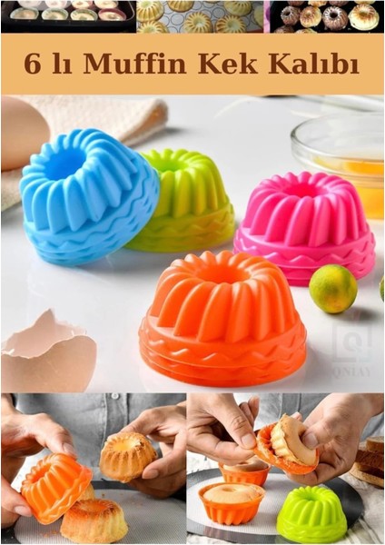 6'lı Silikon Mini Kek Kalıbı Renkli Mini Muffin Kalıbı