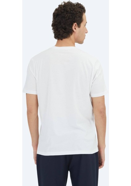 Kırık Beyaz Düz Bisiklet Yaka %100 Pamuk T-Shirt indirimleri