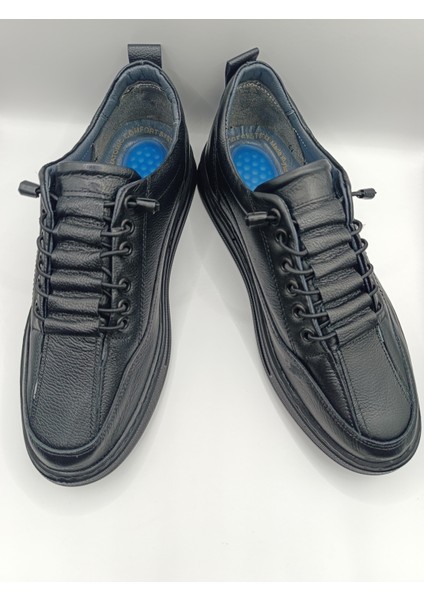 Içi Dışı Hakiki Deri Topuk Jelli Lastikli Bağcıklı Erkek Rahat Günlük Hafif Ayakkabı