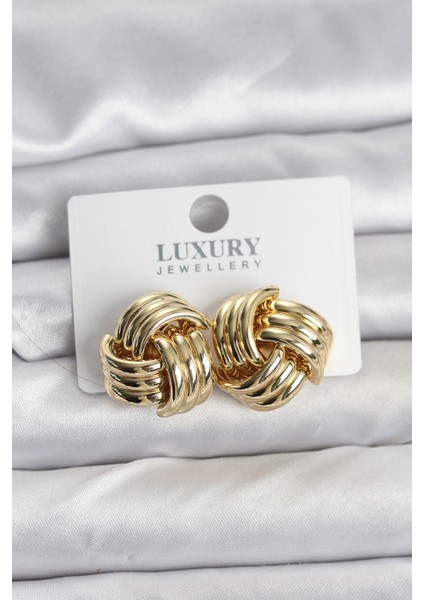 Pirinç Sarmal Gold Renk Kadın Küpe - Lisinya