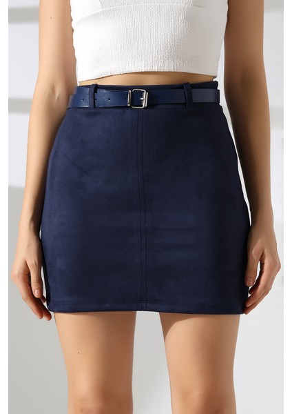 Mini Süet Etek Kemerli