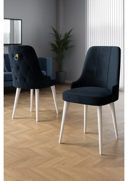 Esa 4 Adet Babyface Kumaş, Beyaz Metal Ayaklı, Mutfak ve Yemek Odası Sandalyesi