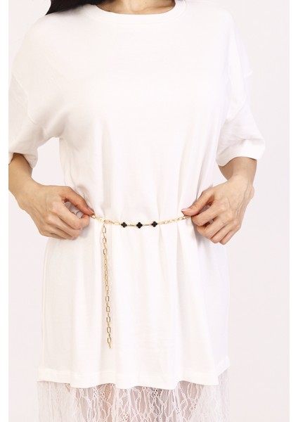 Pınkmark Kadın Gold Siyah Mineli Zincir Kemer PMKM25596