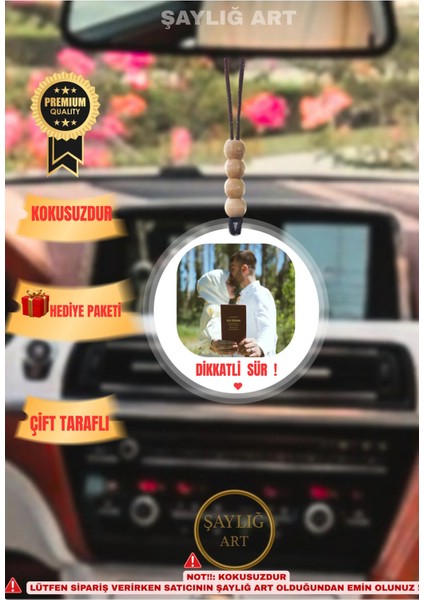 Fotoğraflı Kişiye Özel Yuvarlak Araba Ayna Süsü