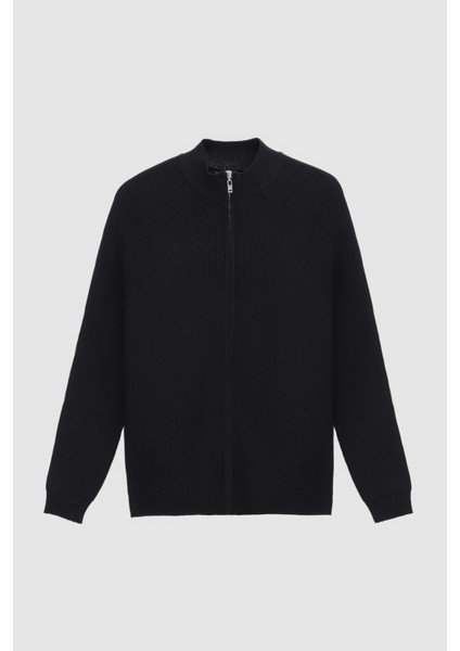 Slim Fit Siyah Selanik Örgü Hirka