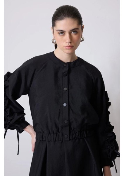 Kolları Büzgülü Ceket Elbise Takım Siyah fiyatları