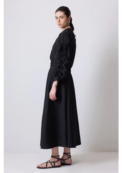 Kolları Büzgülü Ceket Elbise Takım Siyah modelleri