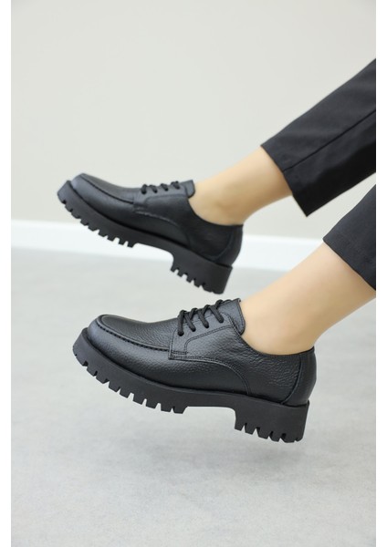 Hakiki Deri Siyah Kadın Casual Ayakkabı 581za2841 indirimleri