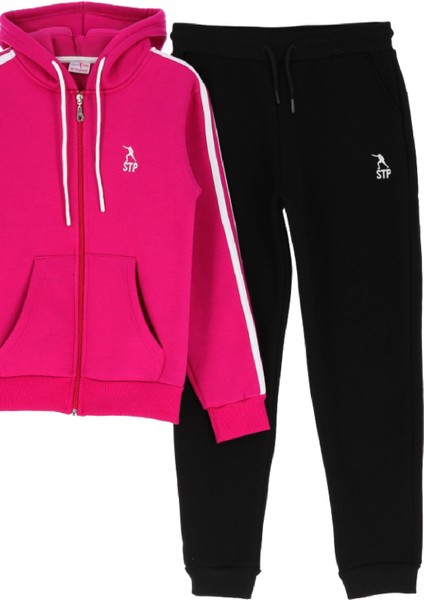 Kız Çocuk 3 Iplik-Fermuarlı-Kapüşonlu-Kanguru Cepli Eşofman Takımı 12-16 Yaş 12376 fiyatları