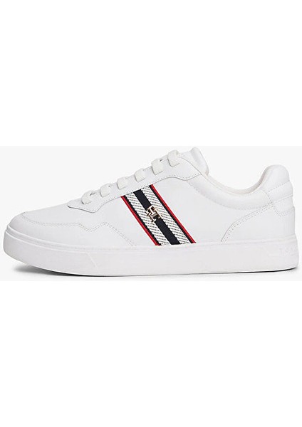 Th Dokuma Şeritli Düz Taban Kadın Beyaz Sneaker FW0FW09001YBS modelleri