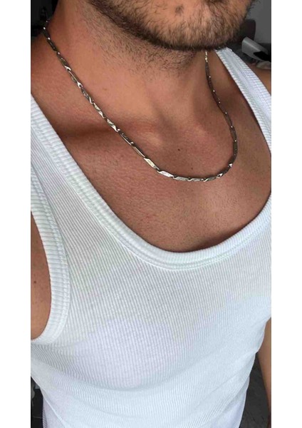 Erkek Silver Stainless Steel Ince Desenli Zincir Kolye – Suya Dayanıklı fiyatları