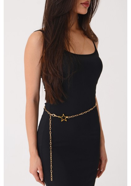 Pınkmark Kadın Gold Yıldız Figürlü Zincir Sallantılı Kemer PMKM25579