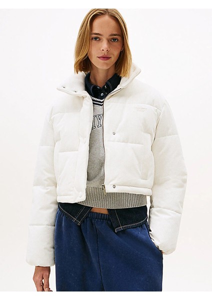 Tjw Kadife Şişme Kadın Beyaz Ceket DW0DW21658YBH