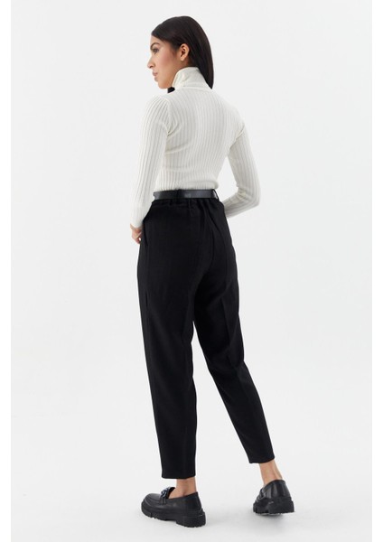 Kemerli Yüksek Bel Pantolon Sıyah indirimleri
