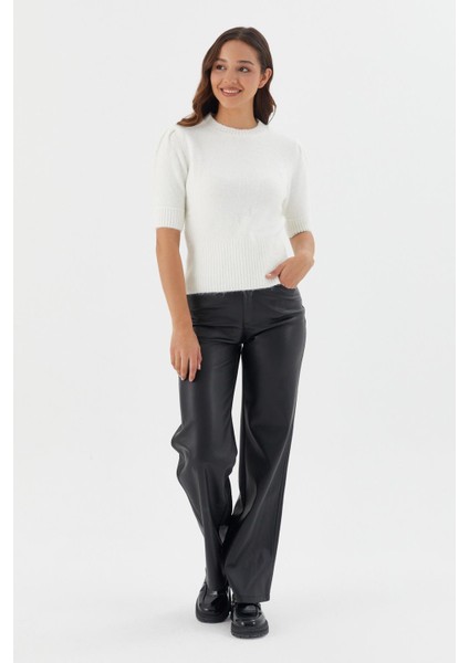 Kısa Balon Kol Triko Bluz Ekru fırsatları