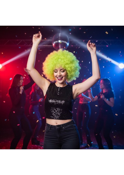 Animasyon Parti ve Palyaço Peruğu / Neon Yeşil fiyatları