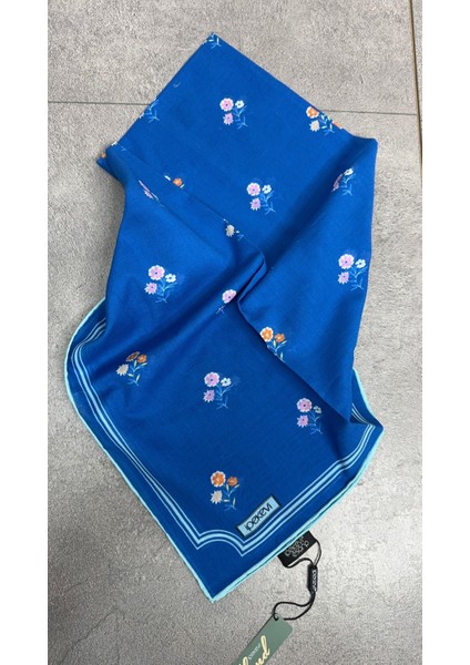 Ipekevi Nostaljik Duvar Pamuk Eşarp Lacivert