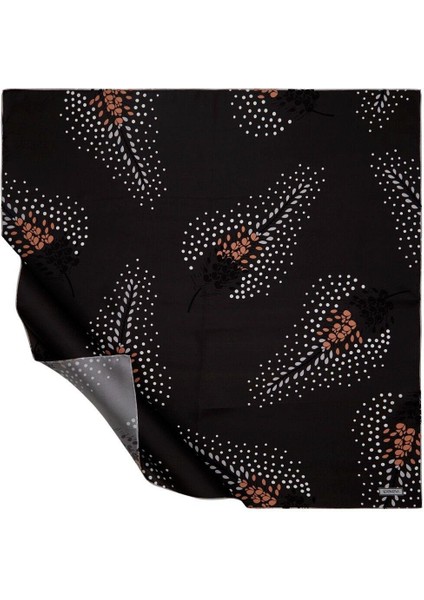 Ipekevi Celosia Çiçeği Tivil Ipek Eşarp Antrasit