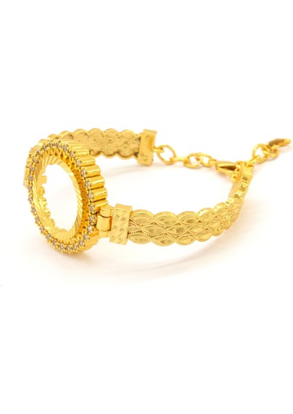 Çeyrek Altın Çerçeve Bileklik Çelik Altın Kaplama BLZ-643