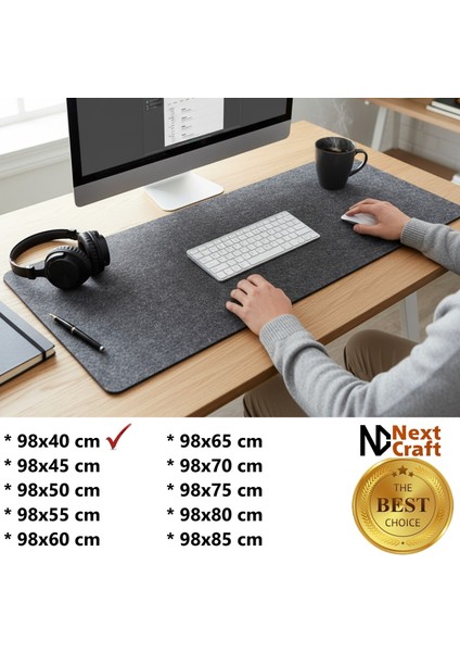 Mouse Pad Masa Koruyucu Büyük Keçe Oyuncu Matı 3mm Antrasit Renk