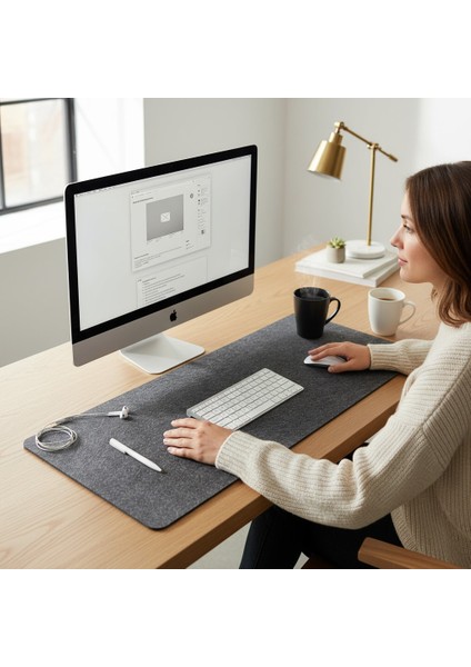 Mouse Pad Masa Koruyucu Büyük Keçe Oyuncu Matı 3mm Antrasit Renk fırsatları