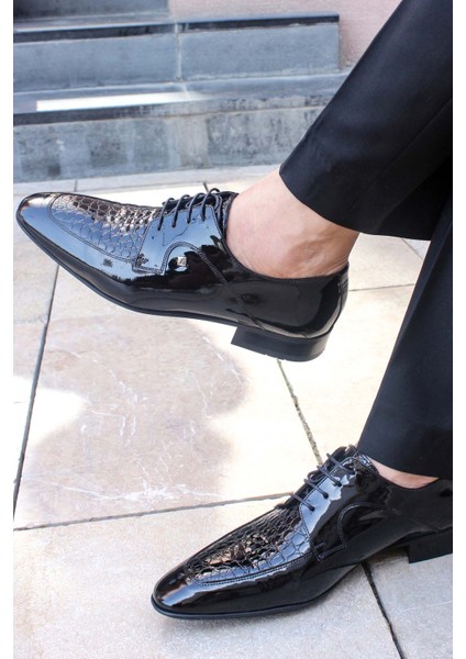 Hakiki Deri Rugan Bağcıklı Neolit Taban Erkek Klasik Ayakkabı 278ma2793