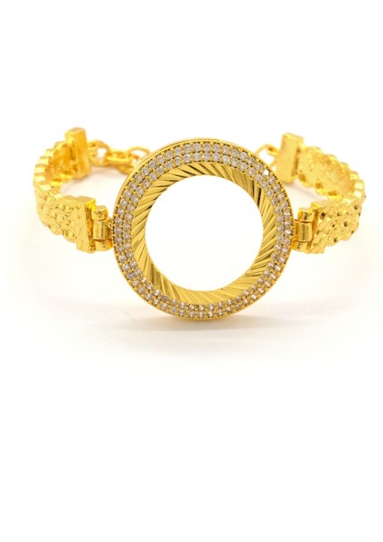 Yarım Altın Çerçeve Bileklik Çelik Altın Kaplama BLZ-621