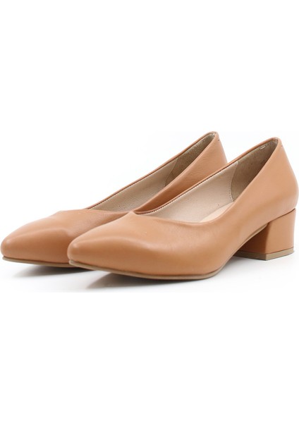 Hakiki Deri Kadın Kalın Topuklu Ayakkabı 792ZA051-801