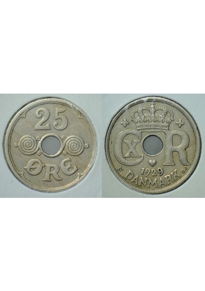 Danimarka 25 Öre 1929 Leuchtturm Marka Kapamada.