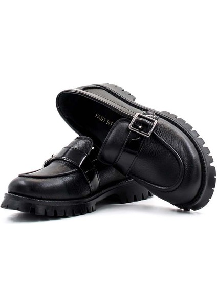Kız Çocuk Hakiki Deri Casual Ayakkabı Kısa Topuklu Termo Tabanlı