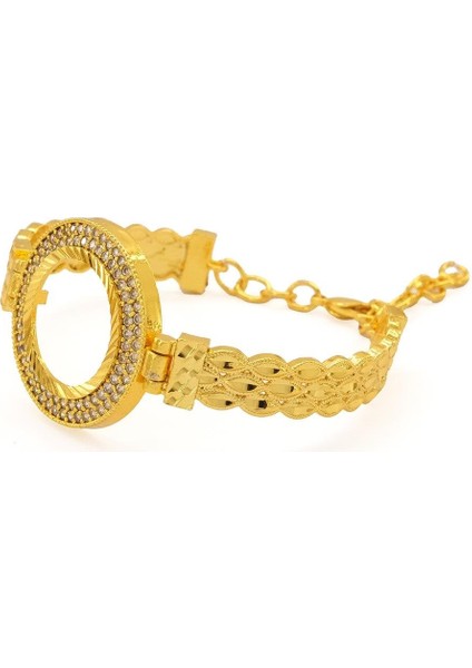 Çeyrek Altın Çerçeve Bileklik Çelik Altın Kaplama BLZ-632