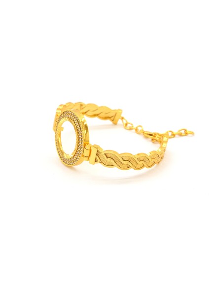 Çeyrek Altın Çerçeve Bileklik Çelik Altın Kaplama Örgü Model BLZ-633