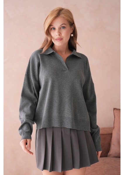 Kadın Polo Yaka Triko Kazak - 12240R