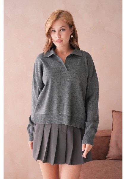 Kadın Polo Yaka Triko Kazak - 12240R fiyatları